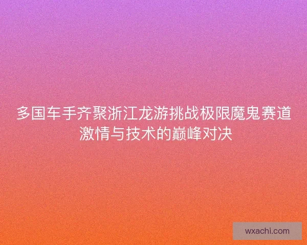 多国车手齐聚浙江龙游挑战极限魔鬼赛道 激情与技术的巅峰对决