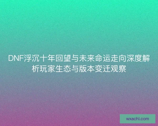 DNF浮沉十年回望与未来命运走向深度解析玩家生态与版本变迁观察
