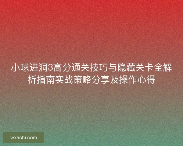小球进洞3高分通关技巧与隐藏关卡全解析指南实战策略分享及操作心得