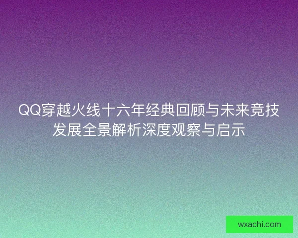 QQ穿越火线十六年经典回顾与未来竞技发展全景解析深度观察与启示